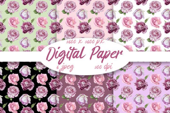 About Patterns Roses Digital Paper, JPEG