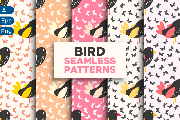 Birds Seamless Patterns Bundle Vector