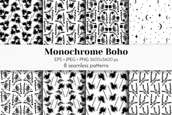 Black and White Boho Seamless Patterns