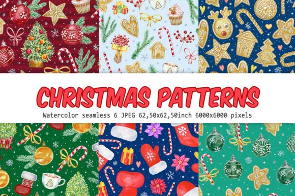 Christmas Seamless Patterns Watercolor: Hand-Painted Retro Charm for Real Creative Projects