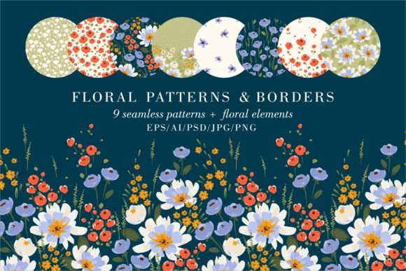 Floral Patterns Borders: Where Hand-Painted Authenticity Meets Digital Versatility