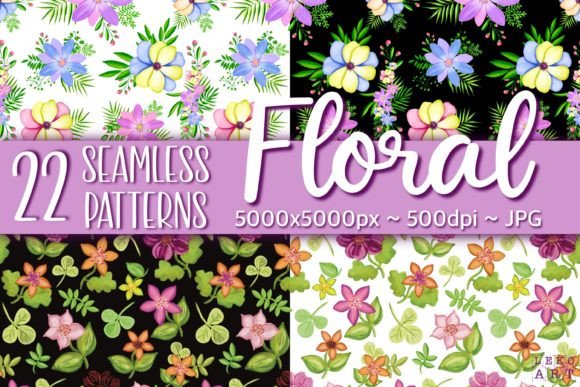 Floral Seamless Patterns. Spring Flowers