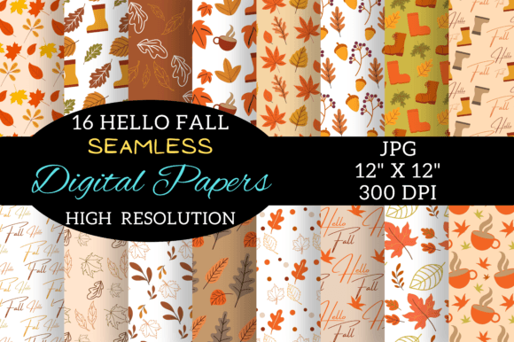 Hello Fall Digital Papers Patterns
