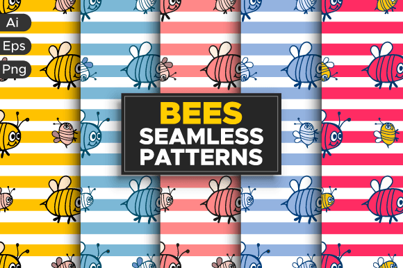 Honey Bees Fly Seamless Patterns Bundle: Beautiful, Scalable Design Freedom for Creative Professionals