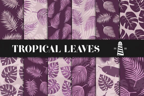 Purple Palm Leaf Patterns: Tropical Elegance for Every Creative Project