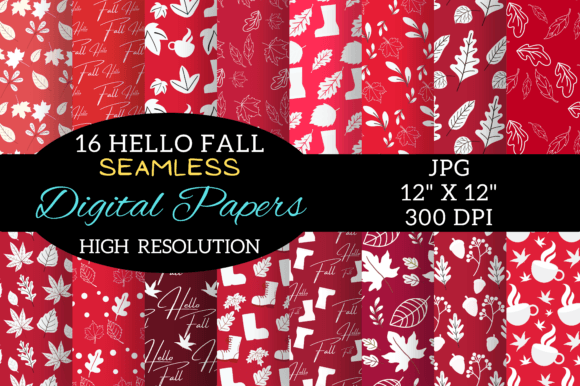 Red Fall Digital Paper Patterns Design: 16 High-Resolution Autumn Backdrops for Real Creative Work