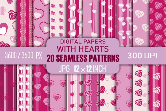 Seamless Patterns with Hearts Design: A Versatile Digital Resource for Creative Professionals and Hobbyists