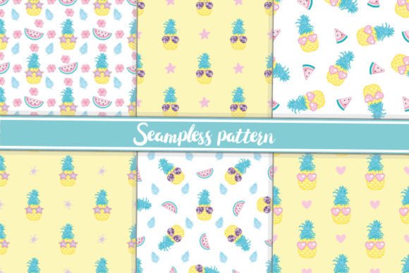 Set Pineapple 6 Seamless Patterns