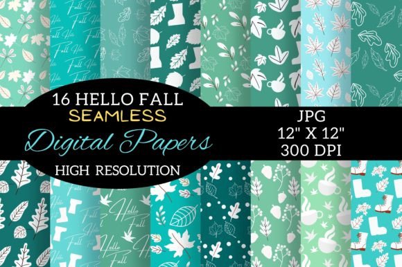 Turquoise Digital Paper Patterns Design