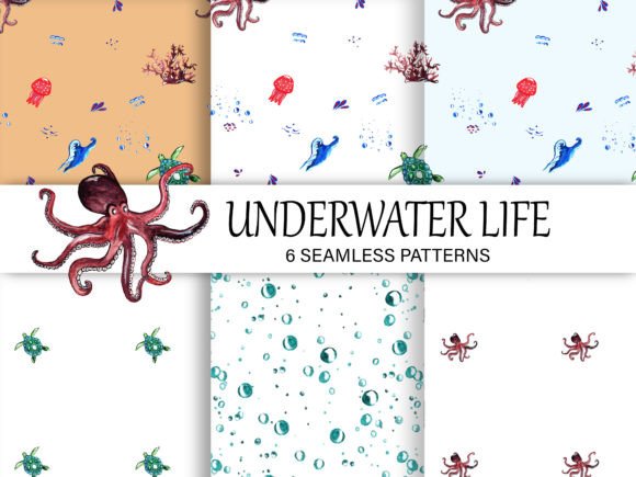 Under the Sea Watercolor Patterns: Seamless Digital Papers for Creative Projects