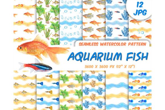 Watercolor Tropical Fish Patterns Paper