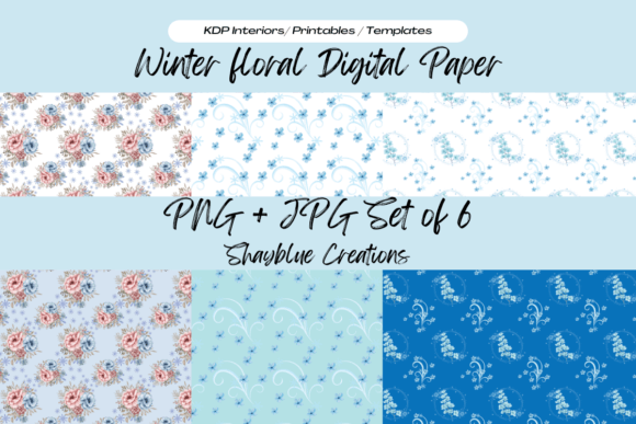Winter Floral Digital Patterns