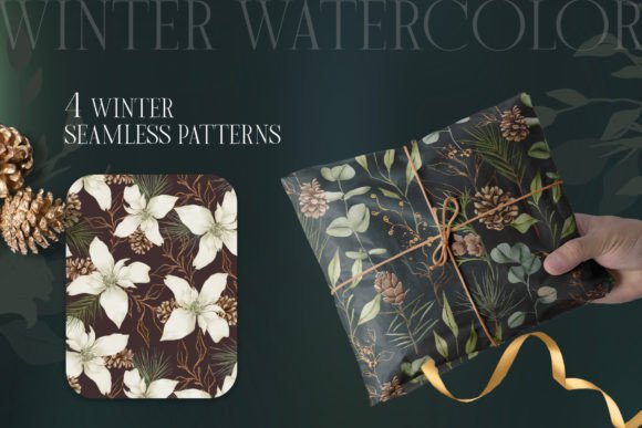 Winter Watercolor Floral Patterns