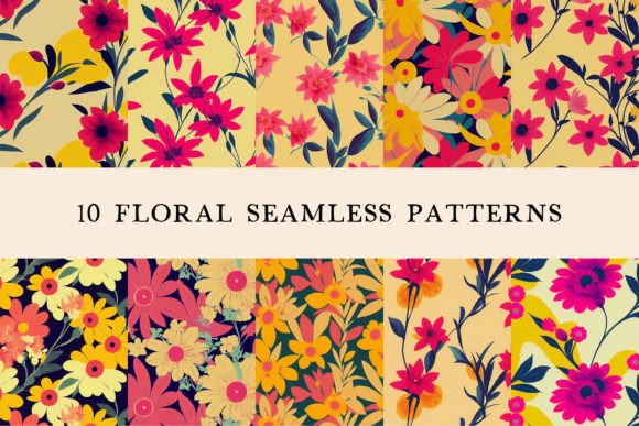 Yellow Floral Seamless Patterns